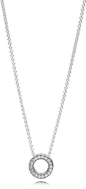 Pandora Strieborný náhrdelník s trblietavým príveskom 397436CZ-45 (retiazka, prívesok)