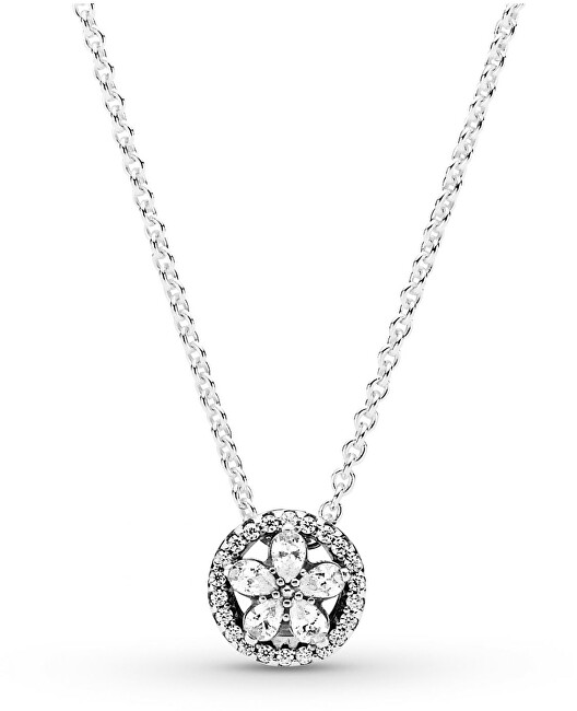Pandora Trblietavý strieborný náhrdelník Sparkling Snowflake 399230C01-45 (retiazka, prívesok)