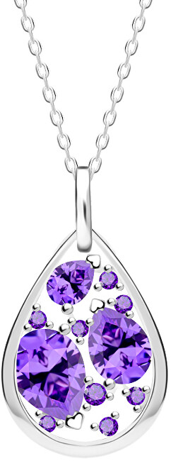 Preciosa Zmyselný strieborný náhrdelník Lyra Violet 5263 56 (retiazka, prívesok)
