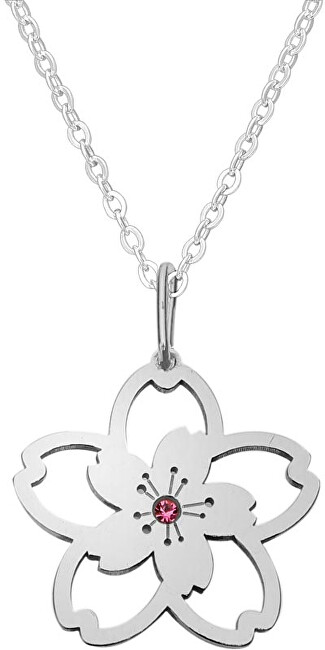 Praqia Jewellery Štýlový strieborný náhrdelník s kryštálom KO5026_BR030_49_RH (retiazka, prívesok)