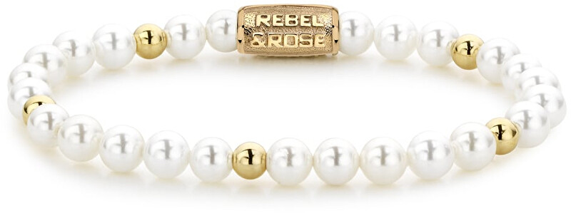 Rebel&Rose Perlový náramok Pearl Gem RR-60073-G 15 cm - XS