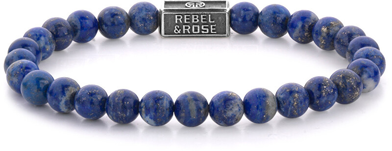 Rebel&Rose Strieborný obrúbený náramok Lapis Lazuli RR-6S002-S 16,5 cm - S