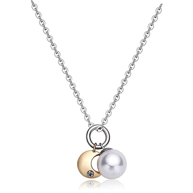 S`Agapõ Oceľový náhrdelník s polmesiacom a perlou DAYS SDY04