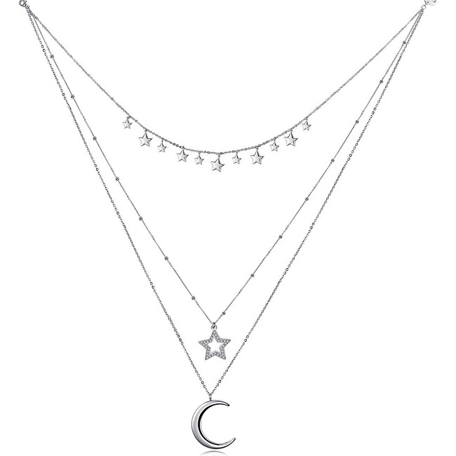 S`Agapõ Trojitý oceľový náhrdelník s nočnými motívmi New Moon SNM01