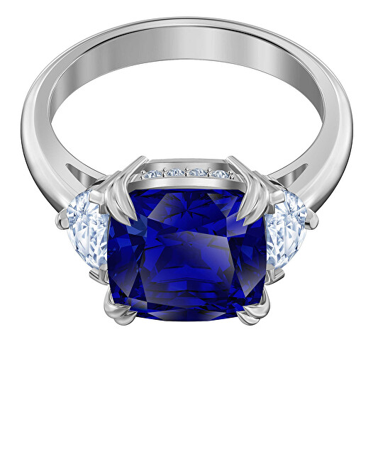 Swarovski Trblietavý prsteň s modrým kryštálom Swarovski Attract Trilogy 5515710 55 mm