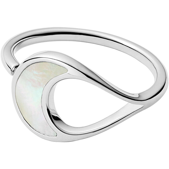 Skagen Oceľový prsteň s perleťou SKJ1365040 53 mm