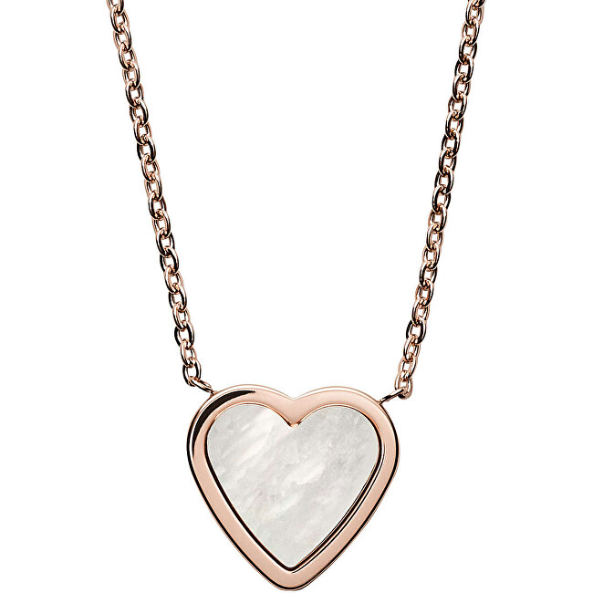 Skagen Ružovo pozlátený oceľový náhrdelník srdce SKJ1253791
