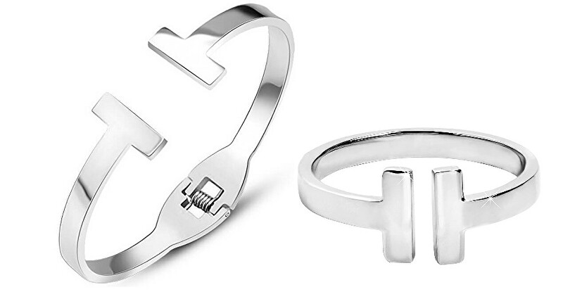 Troli Zvýhodnená oceľová sada šperkov pre ženy (náramok, prsteň)