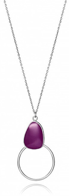Viceroy Oceľový náhrdelník s fialovou ozdobou Fashion 15044C01000